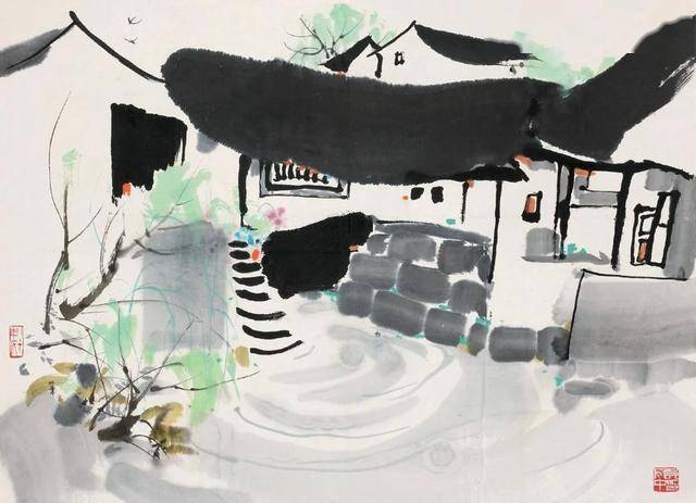 吴冠中笔下的江南小巷图