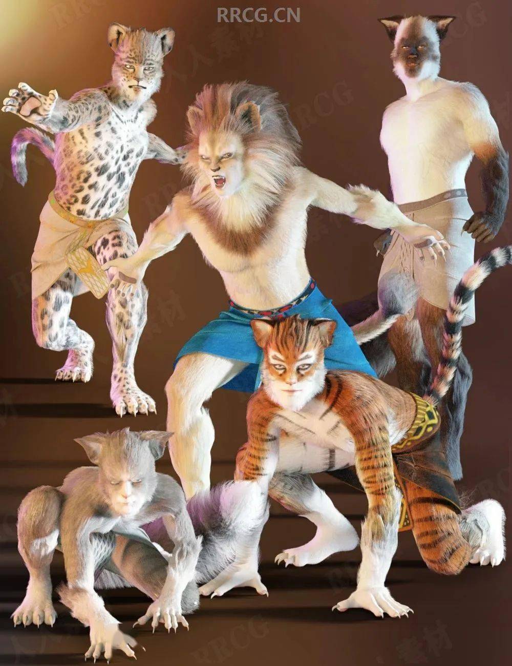 人形雄性猫类角色3d模型合集