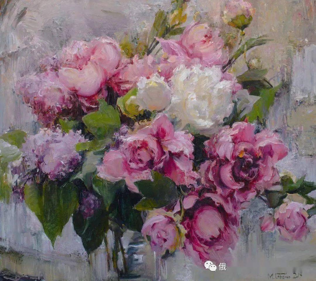 俄罗斯画家马克西姆格拉德科静物花卉油画作品赏析