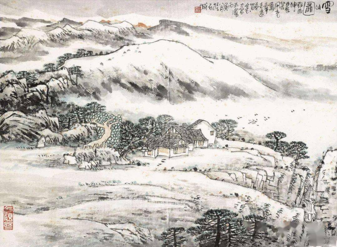 雪后书北台壁诗配画图片