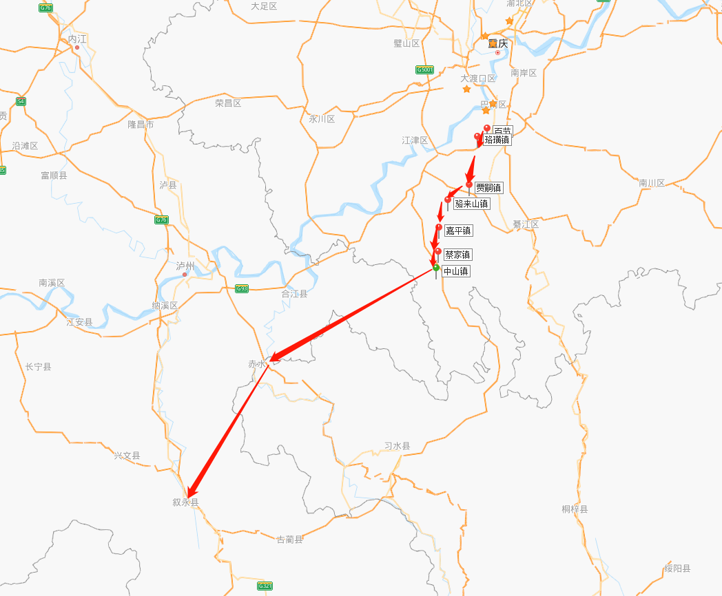 順接待建的五縱線渝南大道d段,跨越繞城高速,鐵路東環線,經珞璜工業園