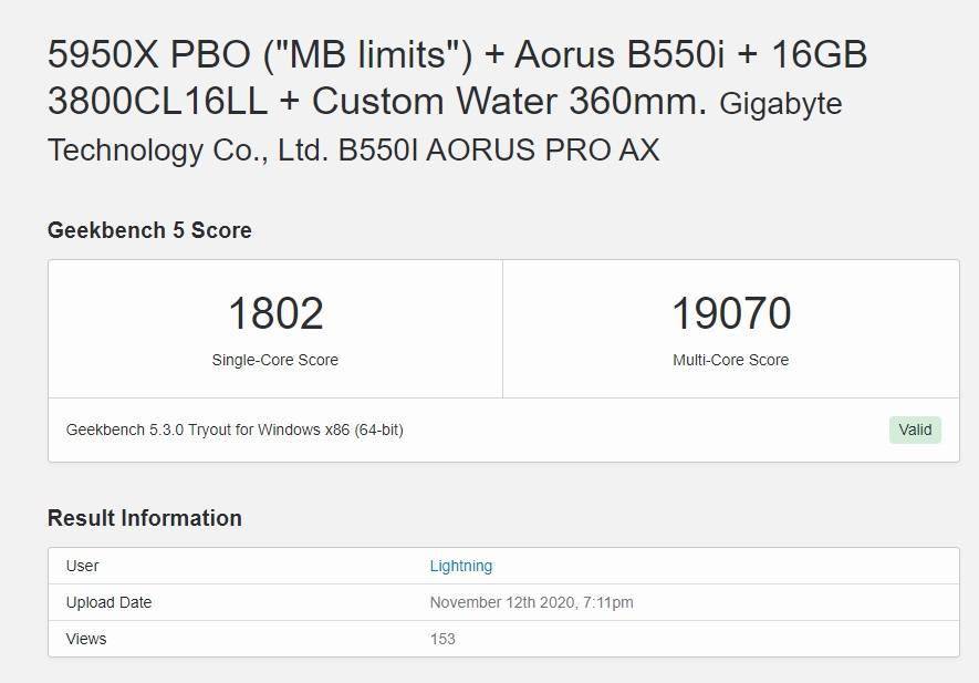 amd r9 5950x geekbench 跑分:水冷下单核1800,比苹果 m1 高 6%