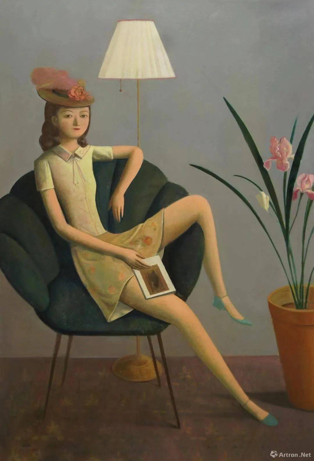 季鑫 《落地灯与鸢尾花》 2020,180×120cm 已售 价格:12万元