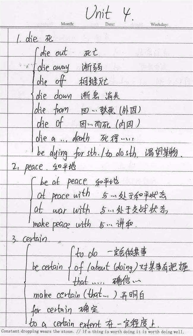 高中英语衡水中学高考学霸英语手写笔记