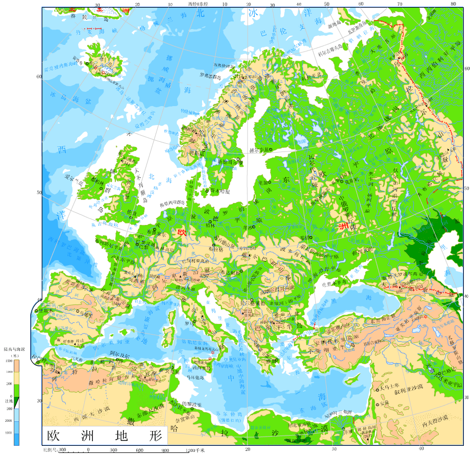 欧洲地形图山脉 地形图片