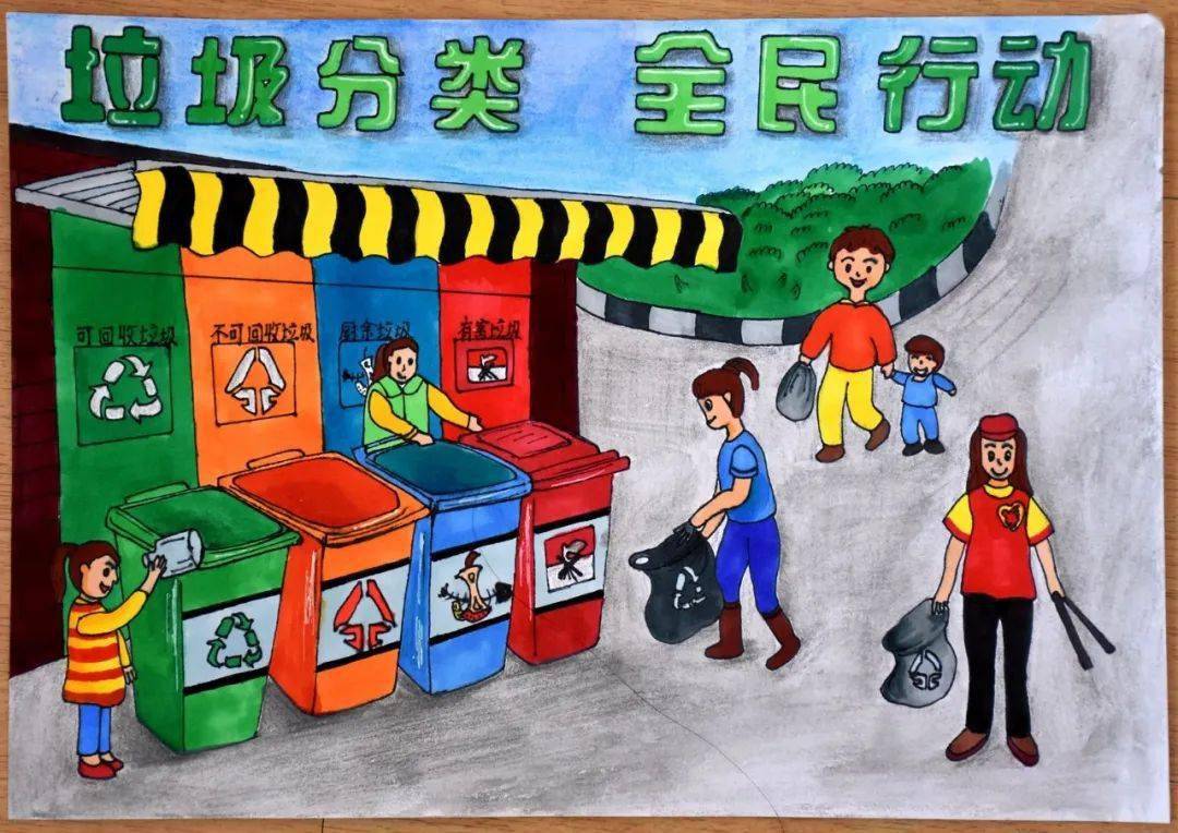 苏州垃圾分类儿童画图片