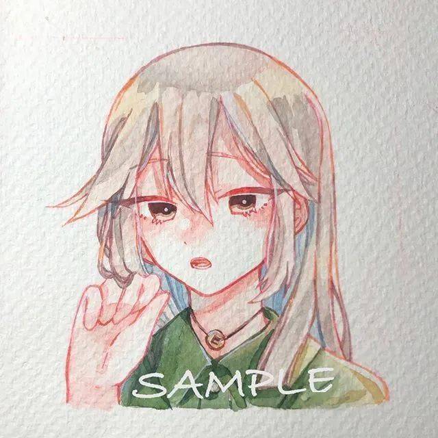 水彩q版软萌软萌的q版动漫头像手绘上色