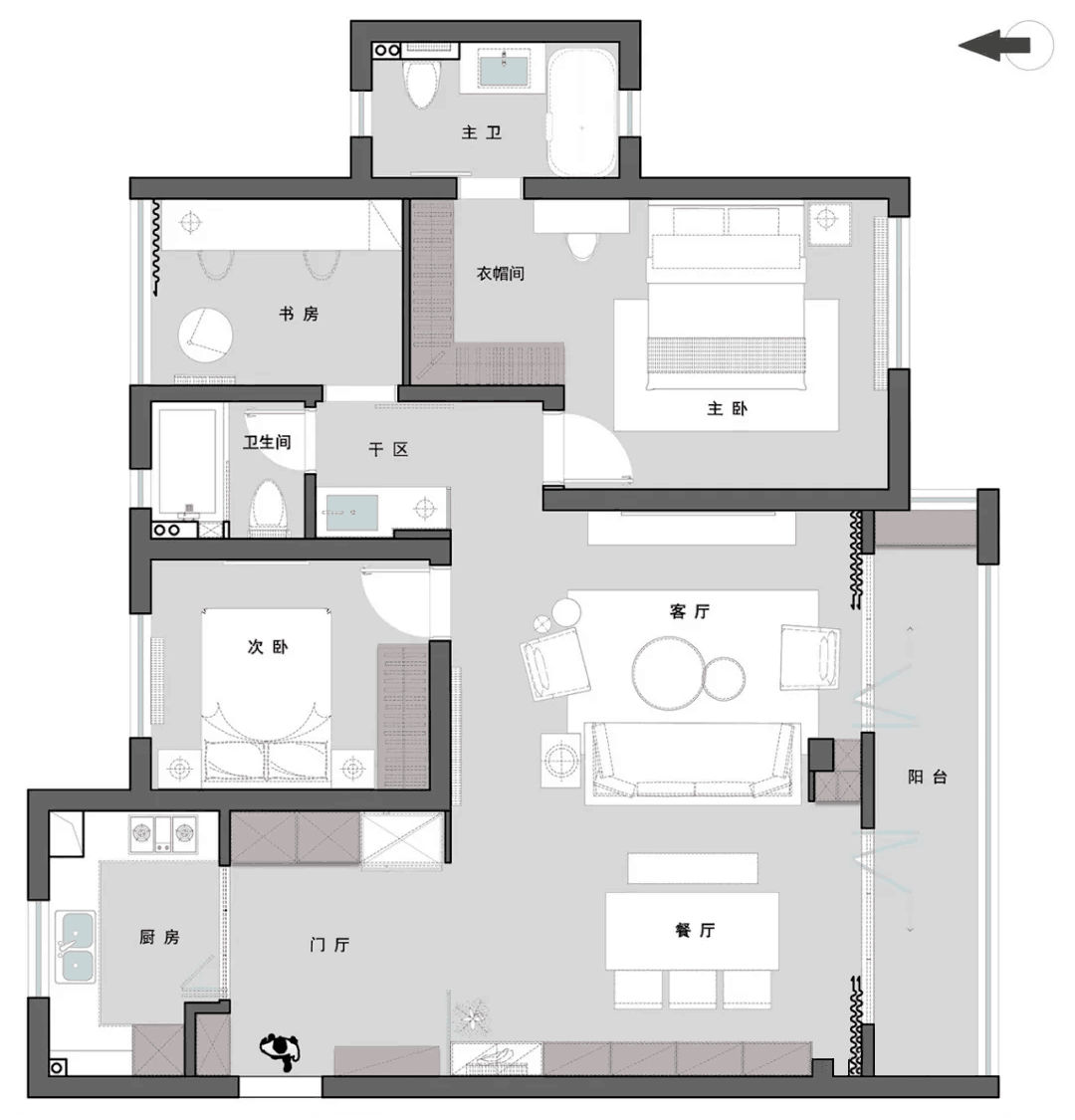 无风格也是风格极简横厅书房独立实用的三居室
