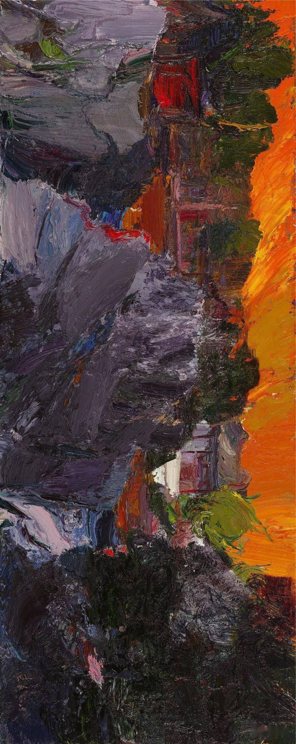 请翻转手机欣赏大图100x250cm 段远文 布面油画 2018 年《余荫山房》