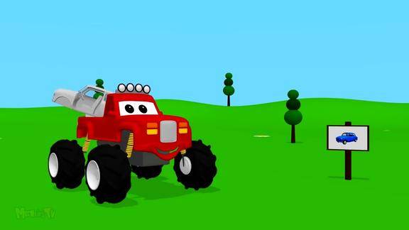 三维动画怪物卡车和拖车