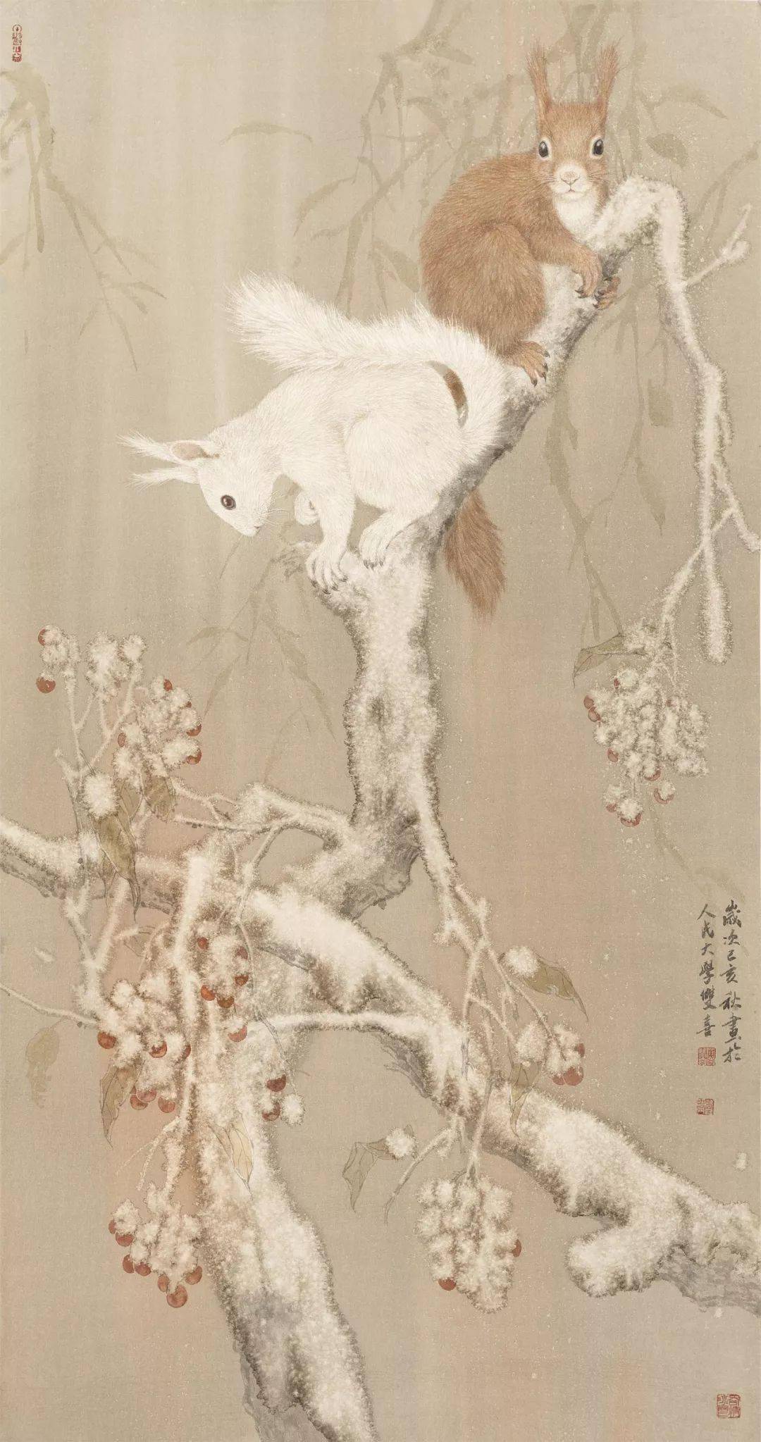 鲁双喜2019年作品 《瑞雪双骄》鲁双喜2020年作品《独上凌寒枝》