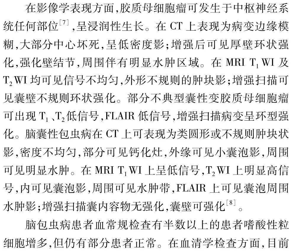 不典型膠質母細胞瘤誤診為腦包蟲病1例報告及文獻複習 |臨床神經外科