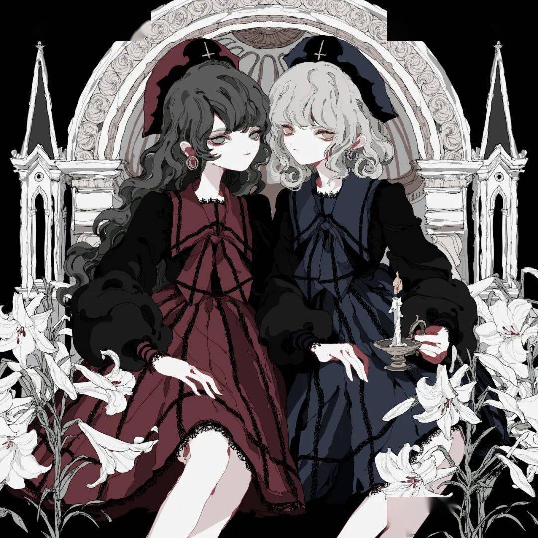 临摹参考p站画师yuk黑暗童话感日系薄涂风格