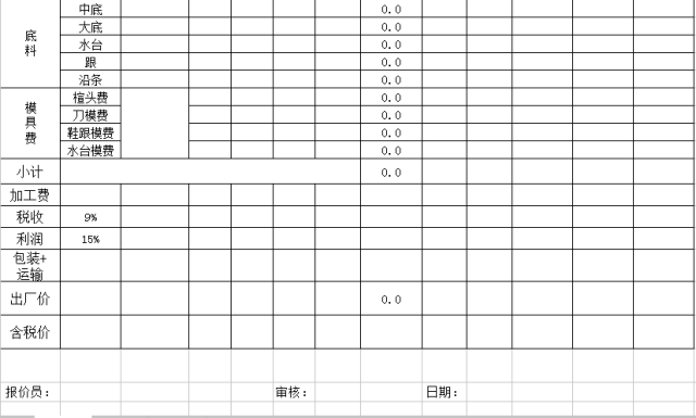 鞋厂常用表格图片图片