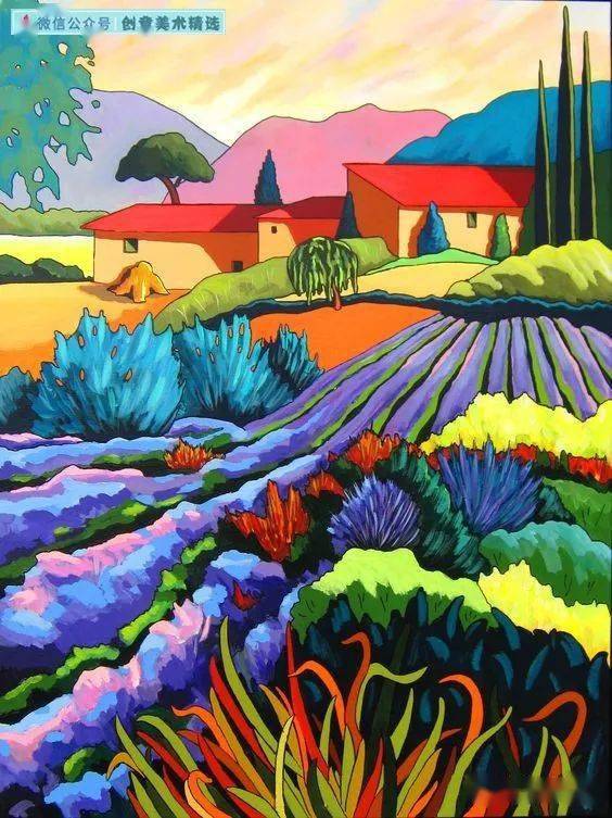 风景临摹素材——20张色彩丰富的田园风手绘作品