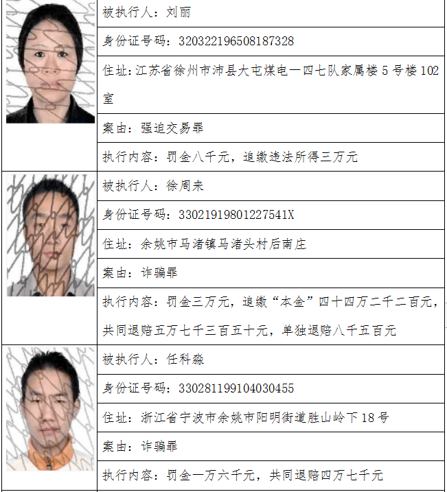 余姚法院发布悬赏公告涉及多人