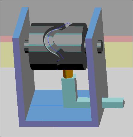 圆柱凹槽凸轮机构为了使从动件与凸轮始终保持接触,可采用弹簧或施加