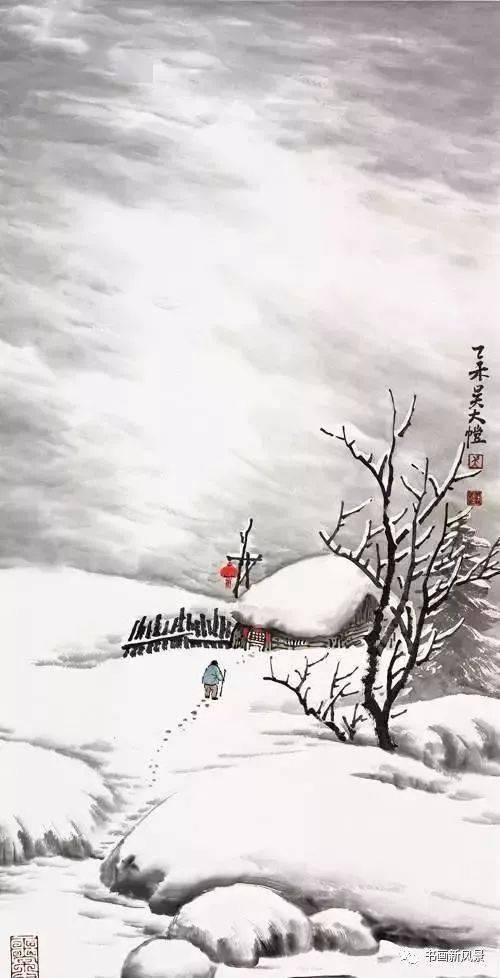 还有那踩在雪上嘎吱嘎吱的声音,欣赏四川画家吴大恺的这36幅雪景山水