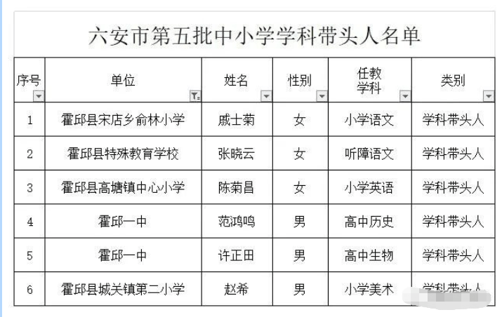 霍邱这些老师被评为市级学科带头人,骨干教师!