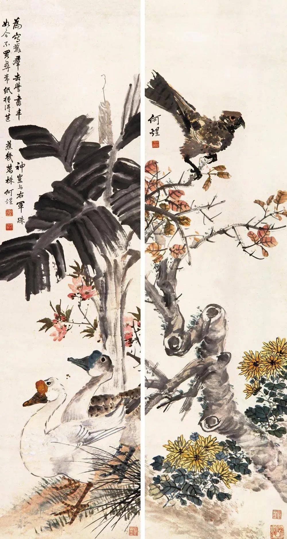 何煜的大写意花鸟营造清润典雅热烈生动的意境