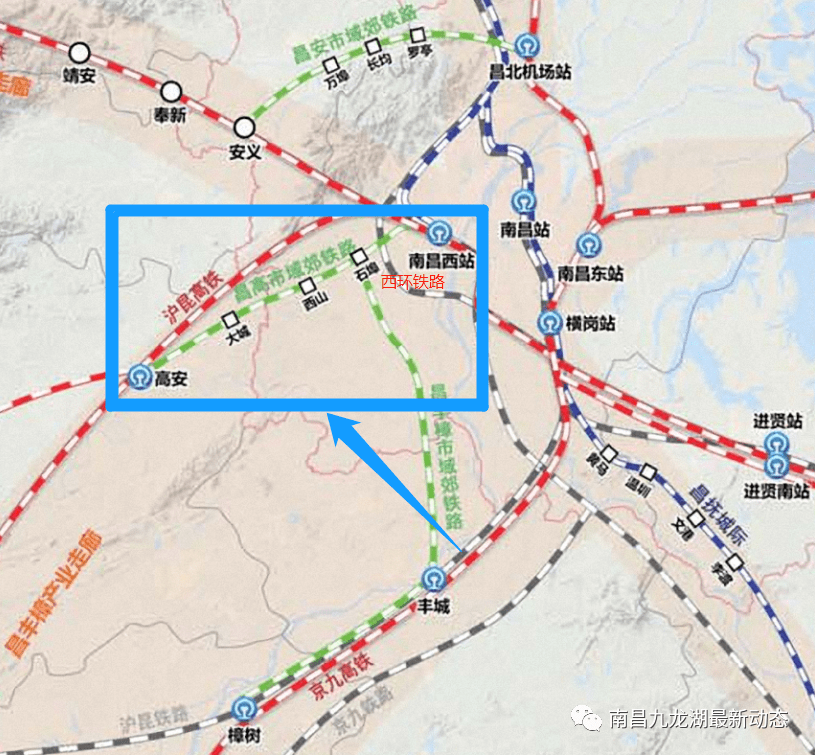 (綠色線路)似乎連接到了南昌西站以西的南昌西動車組運用所(情理之中