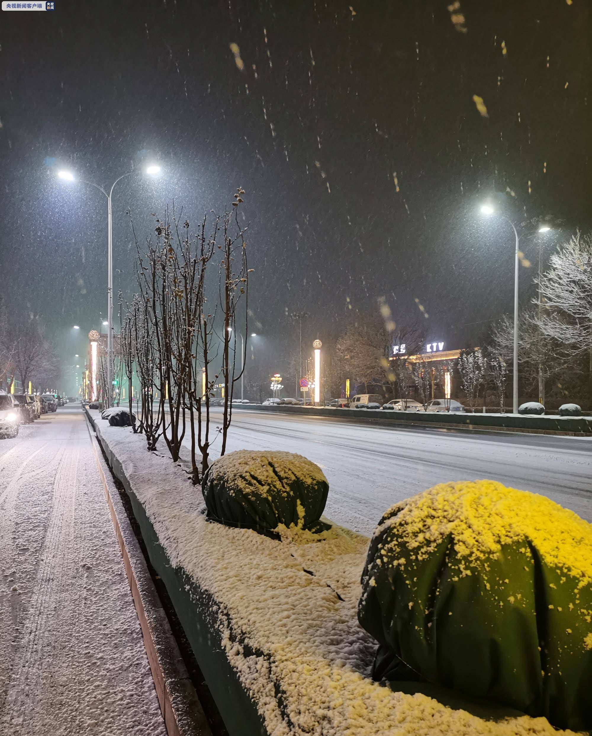 北京多地雪花飘 预计今天前半夜降雪停止