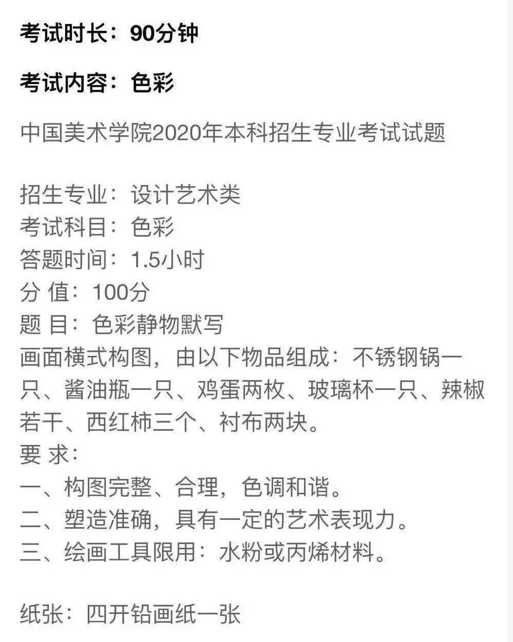 你想要的2020年美院校考考题汇总在这里!@美术生