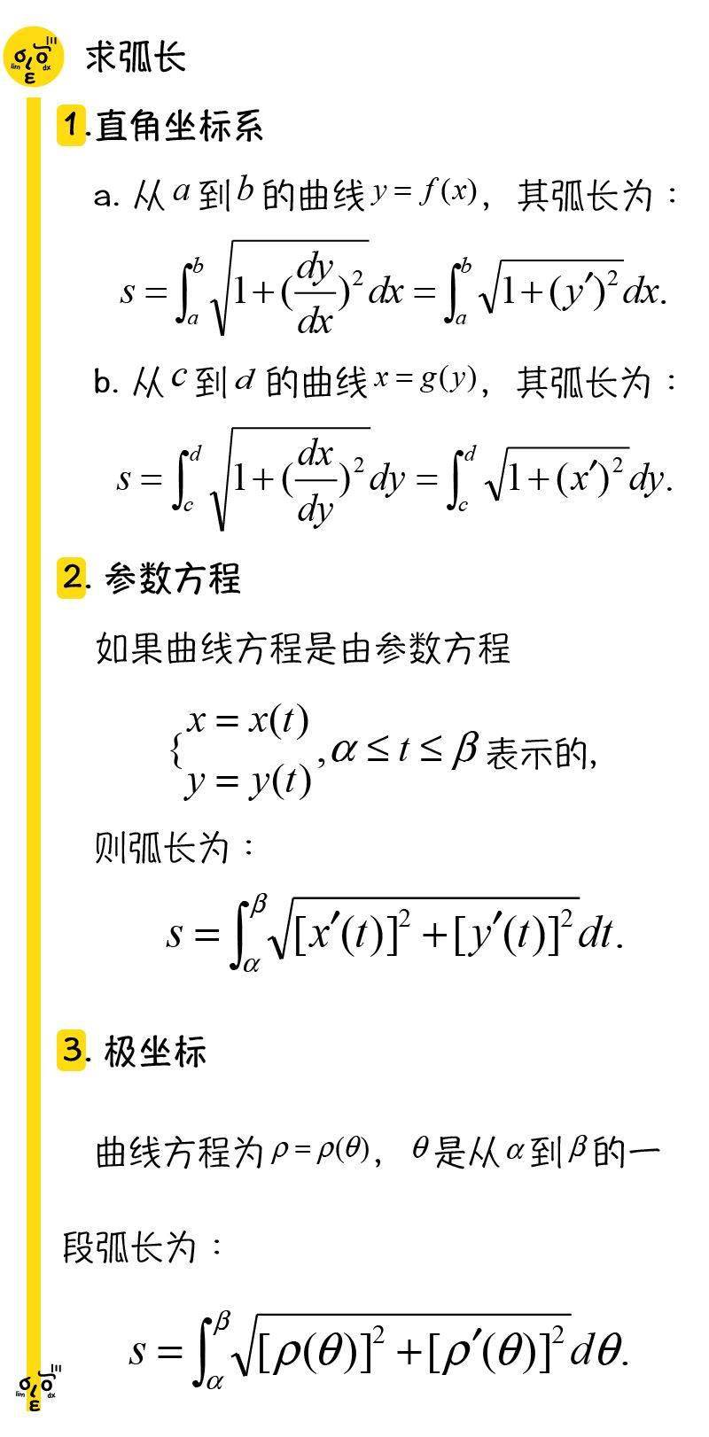 高数054定积分求弧长下学期有用