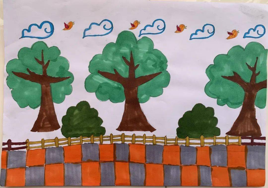 有趣的间隔排列记长安中心小学三年级数学创意画活动