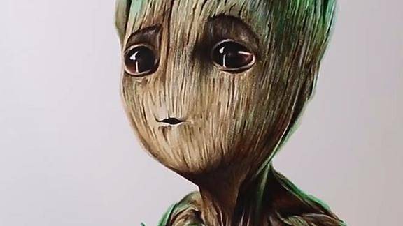 超级酷的手绘——还记得树人格鲁特吗