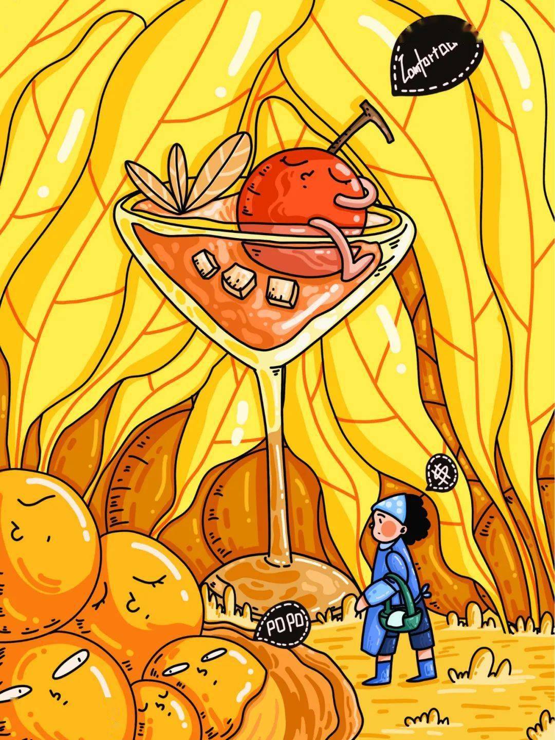 美食插画丨35款潮流线稿卡通可爱美食人物第217期