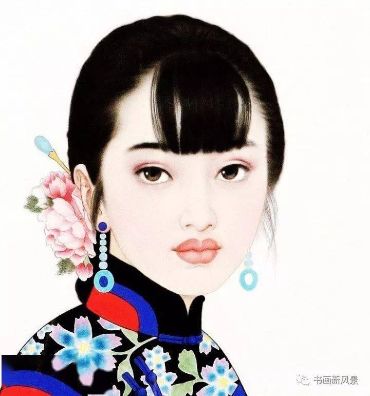 这九幅仕女头像,美到骨子里!_工笔