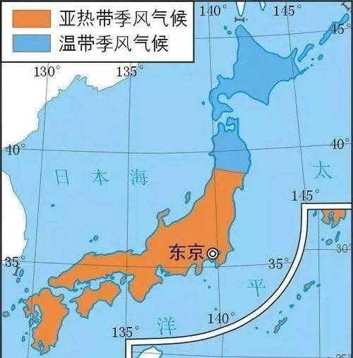 日本由於國土狹長,氣候類型分佈較為複雜,主要是海洋性較強的亞熱帶