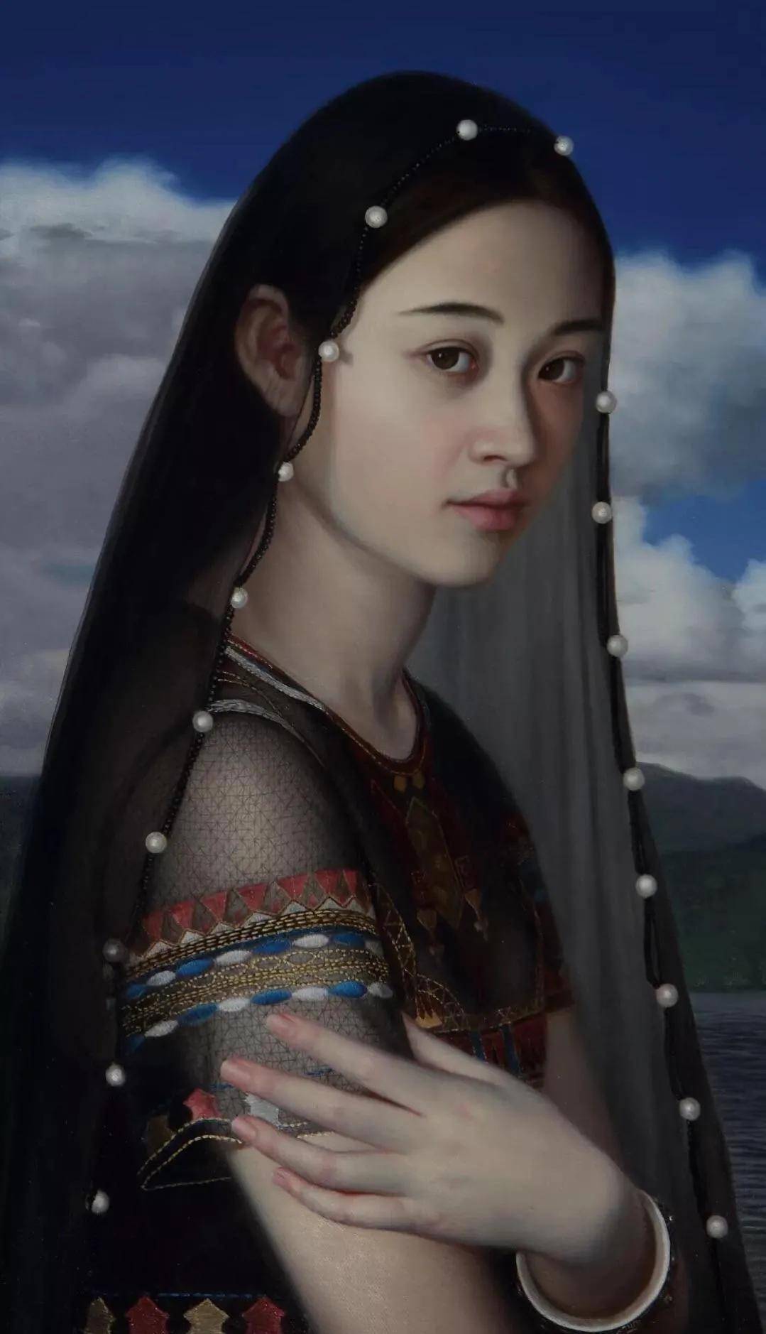 他将女子画得超然静谧,展示一种唯美的异度空间_刘延
