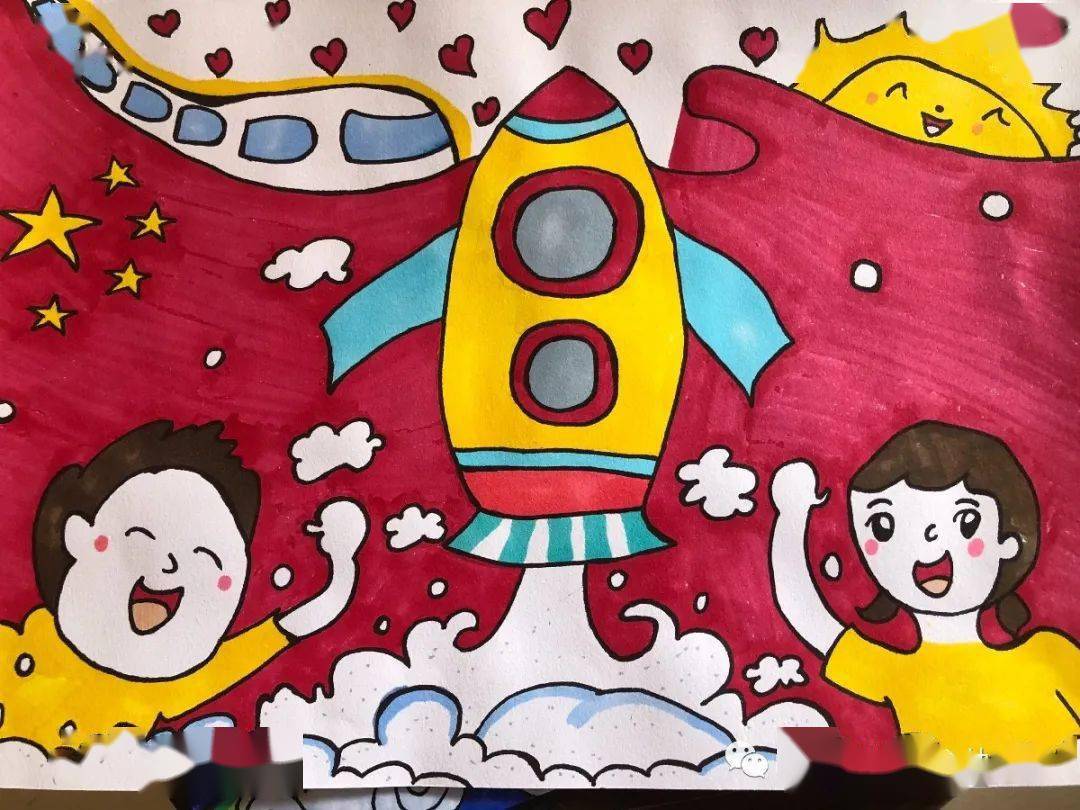 第一粒扣子拥抱新时代彩绘中国梦2020年竹岐中心幼儿园主题绘画比赛