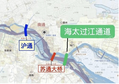 海太过江通道是位于崇海通道上游8公里处,南接太仓,北接通州湾高速
