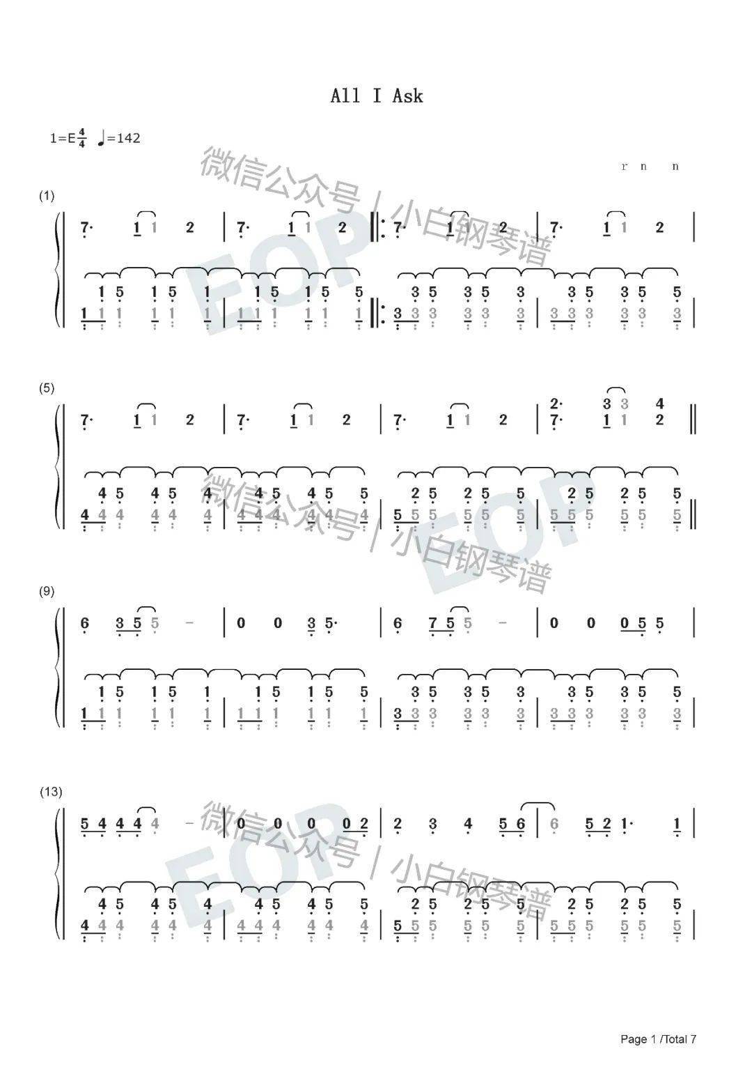 琴谱alliaskadele含简谱