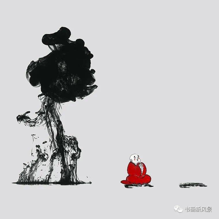 一组极简泼墨禅画