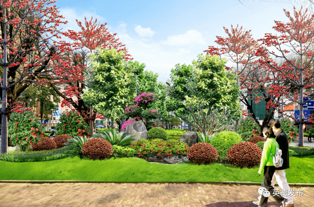 效果图英州大道路口节点效果图改造前效果图英州大道北标准段绿化效果