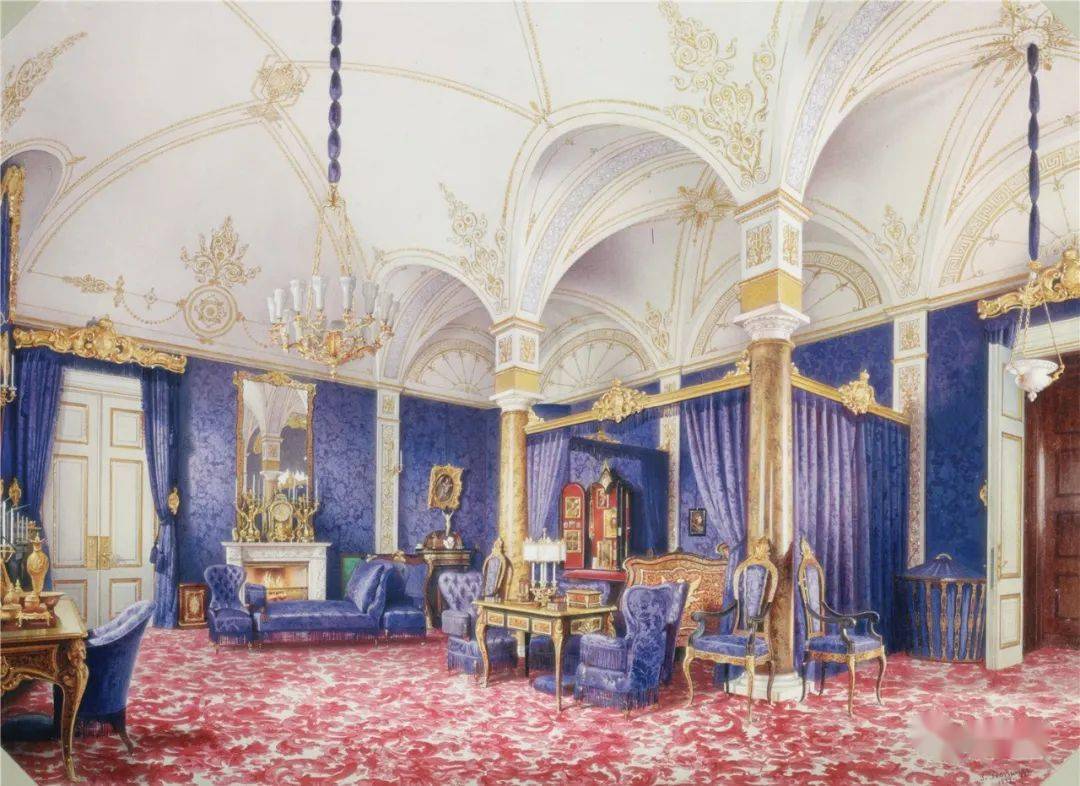 你一定没看过十九世纪俄罗斯皇室宫廷室内装饰水彩画