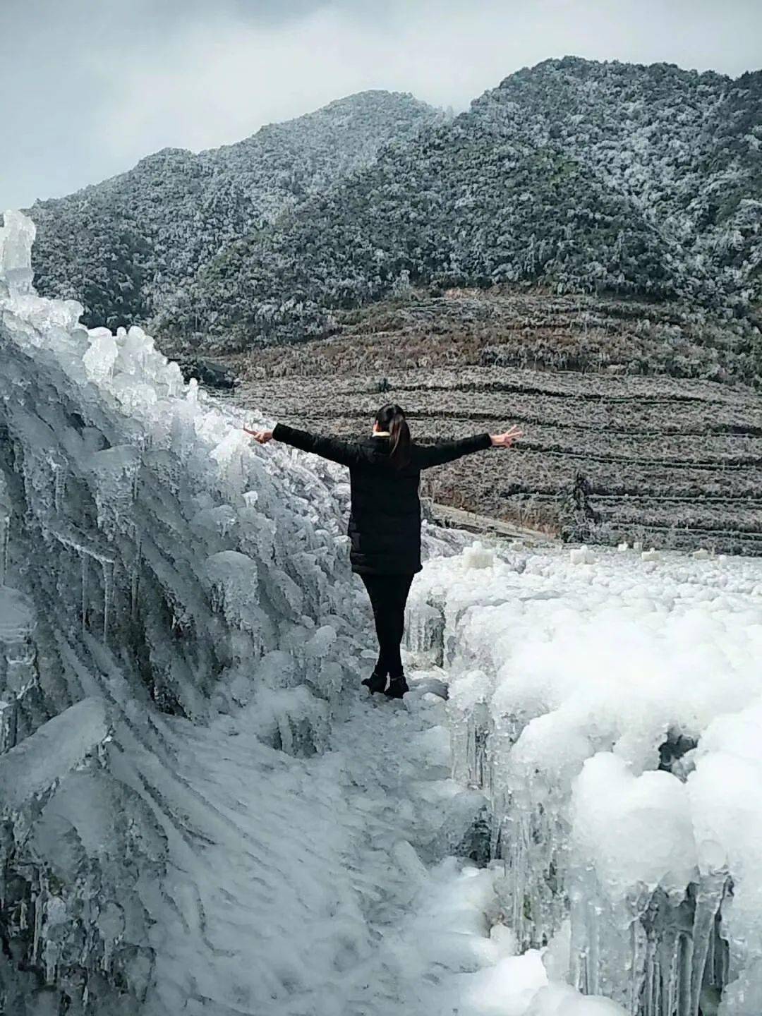 廣東清遠連山皇后山茶莊園看廣東小雪鄉賞冰掛雪景看網紅高山冰雪茶場