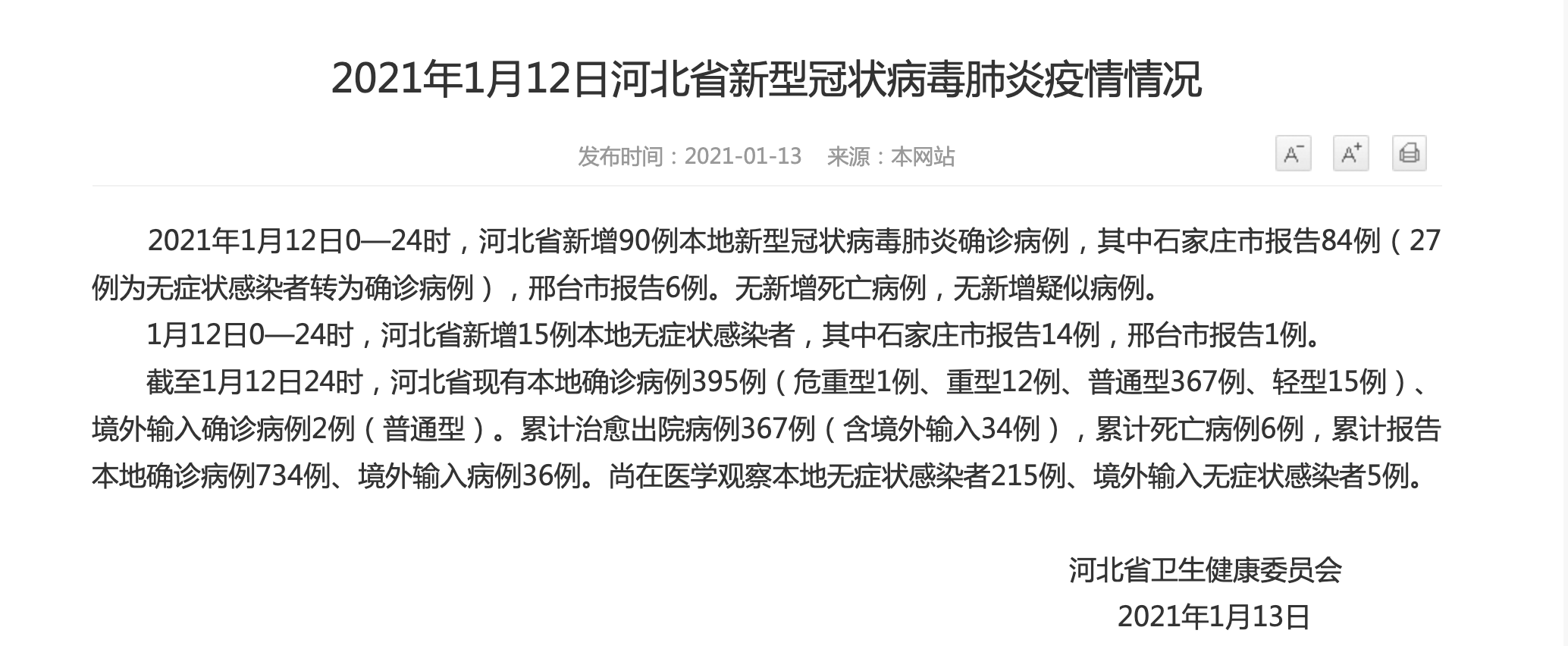 昨日河北省新增90例本地确诊病例,其中石家庄84例,邢台6例