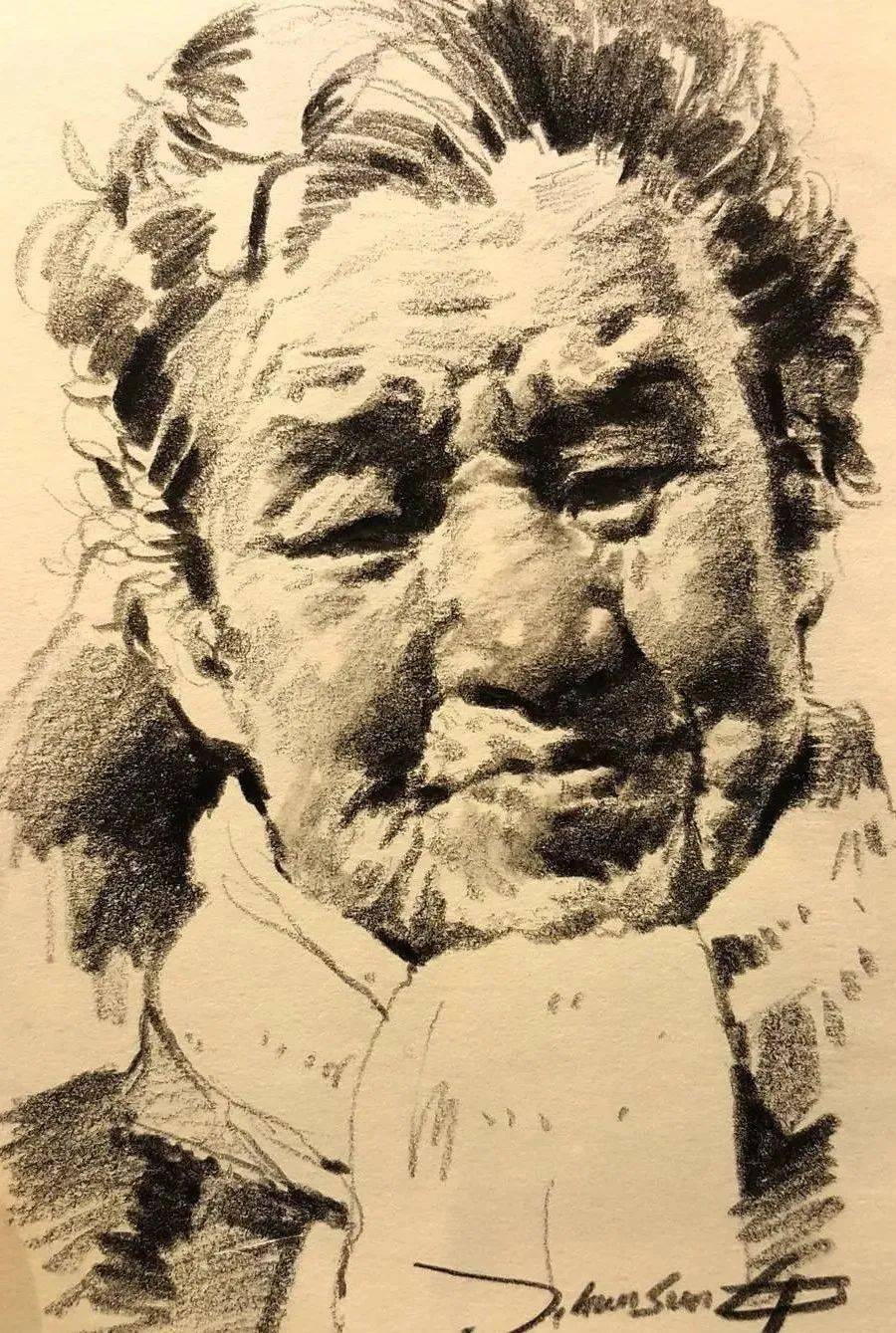 他用木炭条把肖像画活了,生动传神,惟妙惟肖!_素描