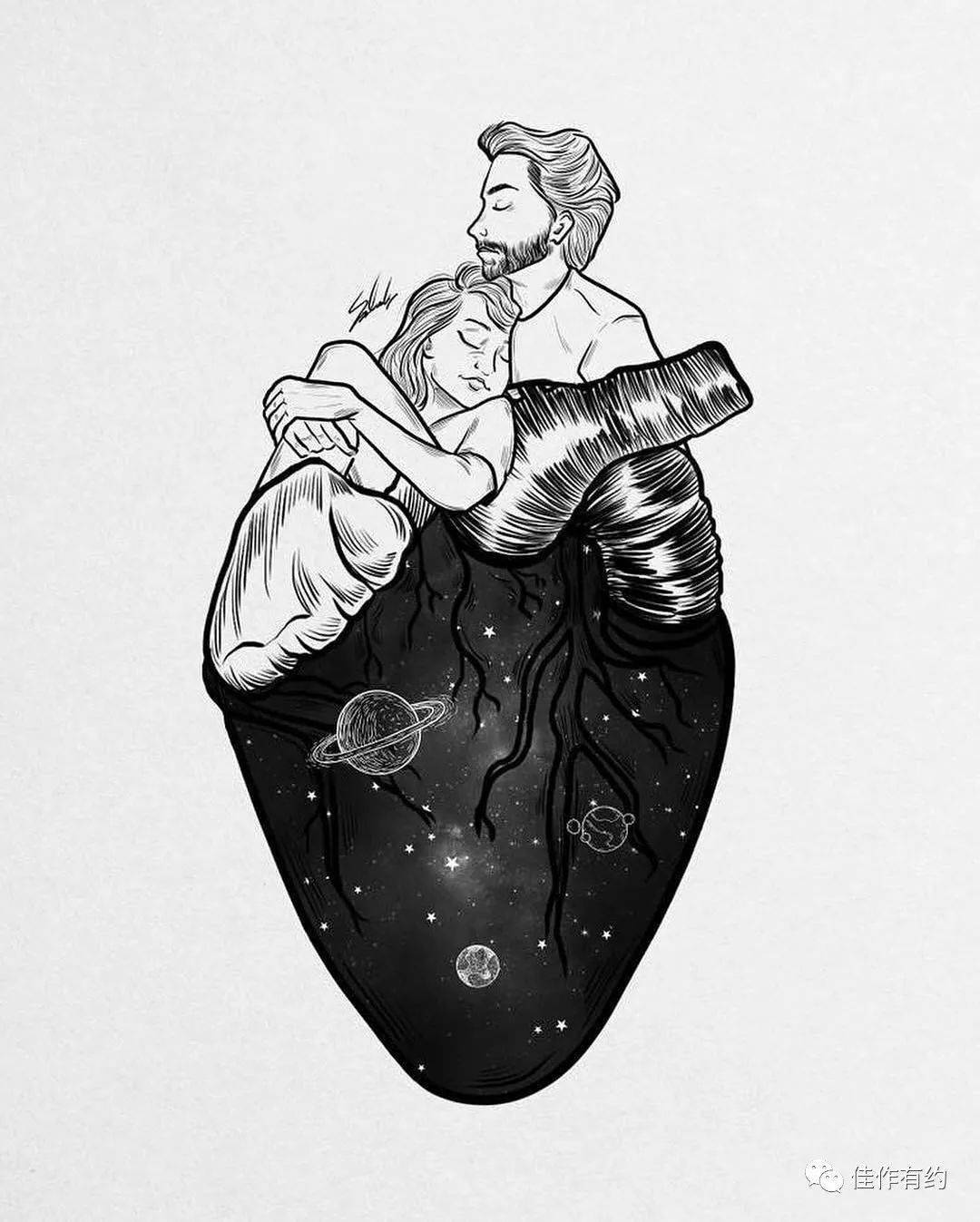 插画师运用数字艺术拥抱那无比浩瀚的美丽星辰