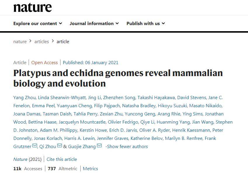 重磅|鸭嘴兽和人类有着共同祖先？来听听Nature重磅成果解读