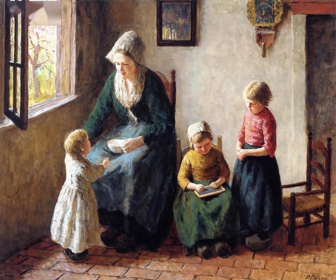 伯纳德波塔斯特用自然光渲染的母爱