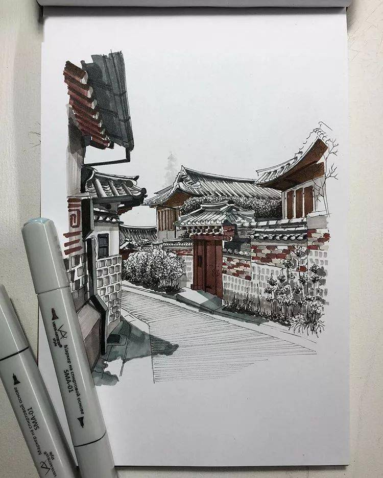 线条流畅驾驭的风景速写一笔一画体验线性的魅力多样的画风惊艳你的