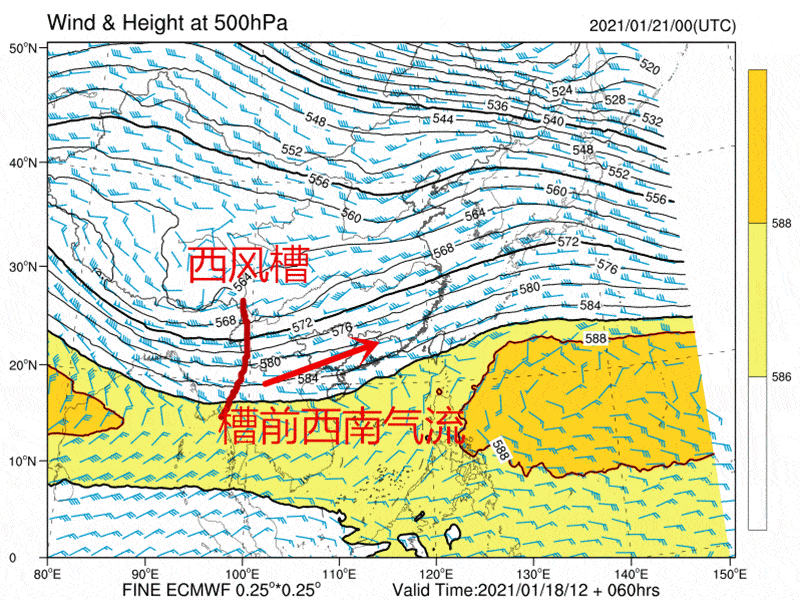 高空西风槽发展东移同时低层干冷的偏北风逐渐转为暖湿的偏南风带大家