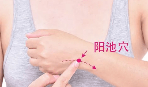 艾灸方法:取合适体位,灸准阳池,三焦俞30-40分钟,灸
