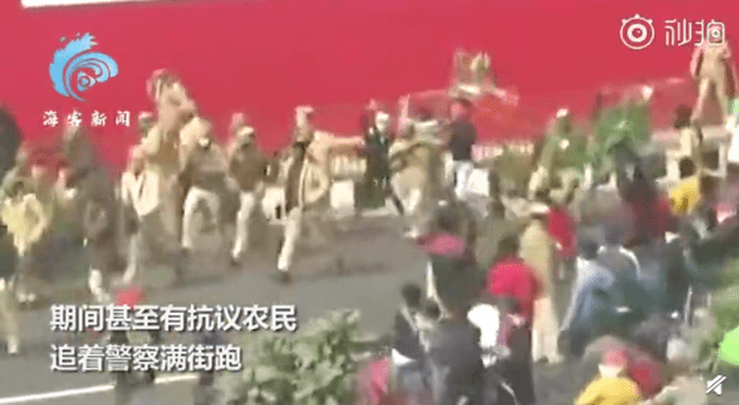 印度十万农民开拖拉机游行（图）